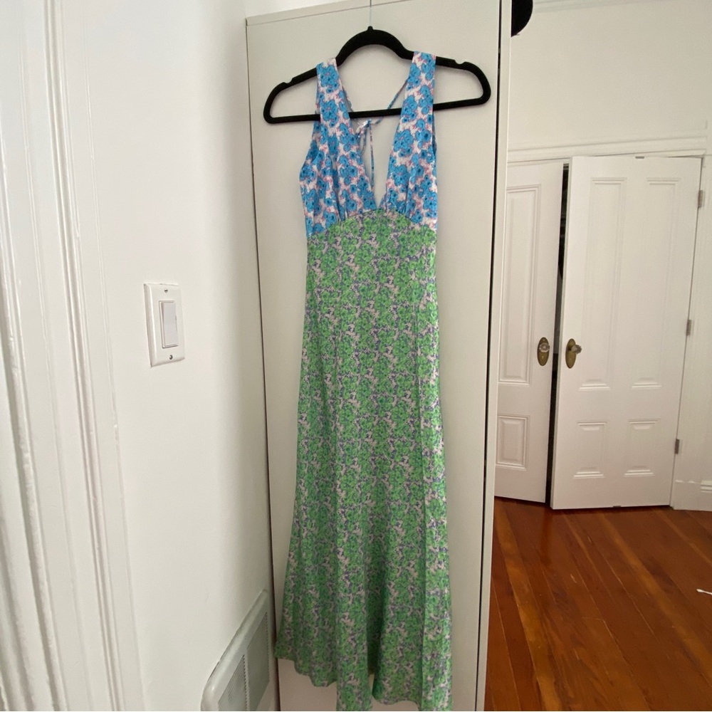 Verge Girl Two Tone Silky Floral Midi Dress